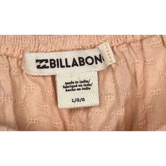 Billabong Crop Top Puff Ruffle Short Sleeve Smocked Large Beach Boho Romantic‎ - Picture 4 of 5